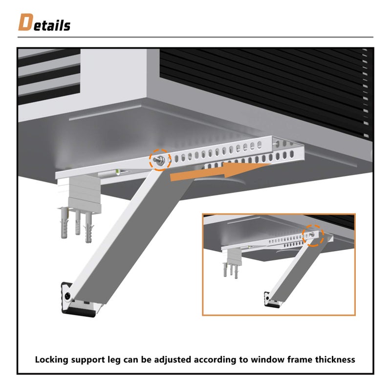 LBG Products AC Window Air Conditioner Bracket Heavy Duty Support Up to 165 lbs, Designed for 9,000 to 22,000 BTU Universal A/C Unit (LBW-L) - Image 4